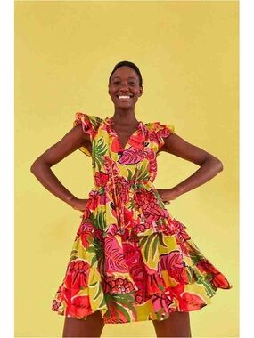 Bright Tropical Flamingo Print Dress